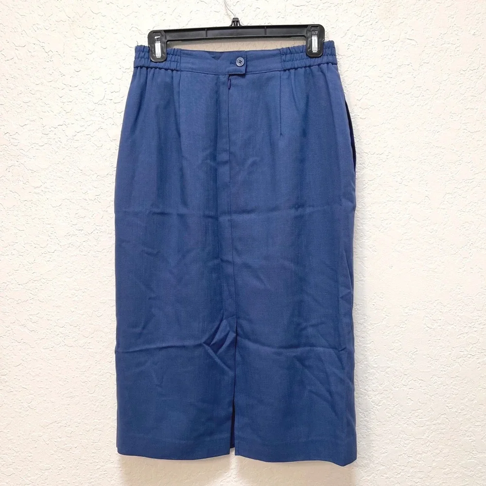 Leslie‎ Fay VTG Blue Embroidered Vest and Skirt Set Large Grandmacore 90s USA
